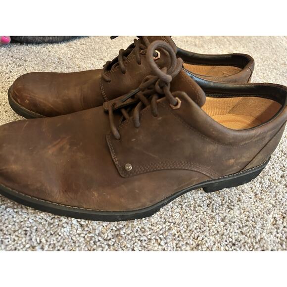 Timberland Brown Leather Casual Dress‎ Shoes Lace Up Oxfords Comfort - Picture 4 of 12